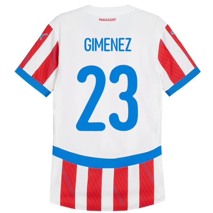 Danxen Enfant Maillot Paraguay Miguel Giménez #23 Blanc Rouge Tenues Domicile 24-26 T-Shirt