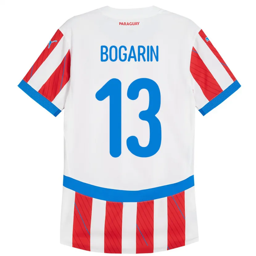 Danxen Enfant Maillot Paraguay Dahiana Bogarín #13 Blanc Rouge Tenues Domicile 24-26 T-Shirt