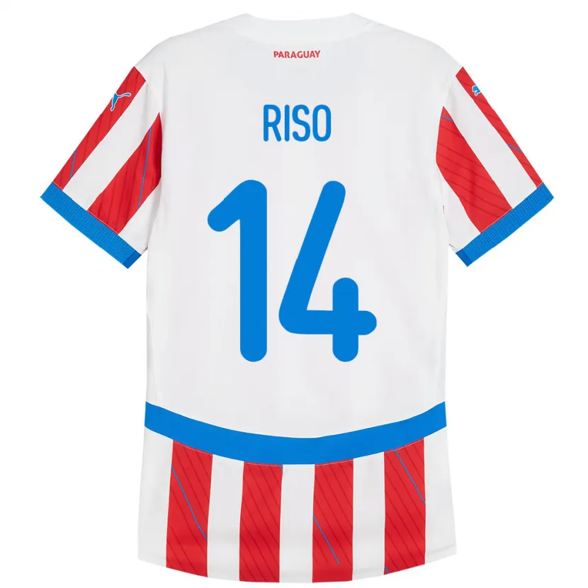 Danxen Enfant Maillot Paraguay Tania Riso #14 Blanc Rouge Tenues Domicile 24-26 T-Shirt