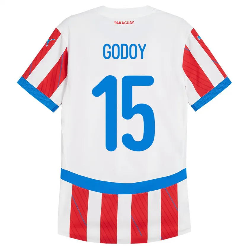 Danxen Enfant Maillot Paraguay Fanny Godoy #15 Blanc Rouge Tenues Domicile 24-26 T-Shirt