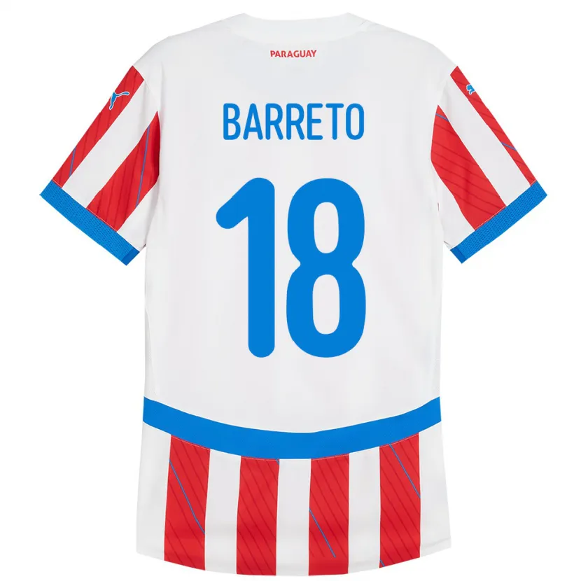 Danxen Enfant Maillot Paraguay Liz Barreto #18 Blanc Rouge Tenues Domicile 24-26 T-Shirt