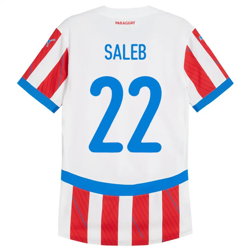 Danxen Enfant Maillot Paraguay Gloria Saleb #22 Blanc Rouge Tenues Domicile 24-26 T-Shirt