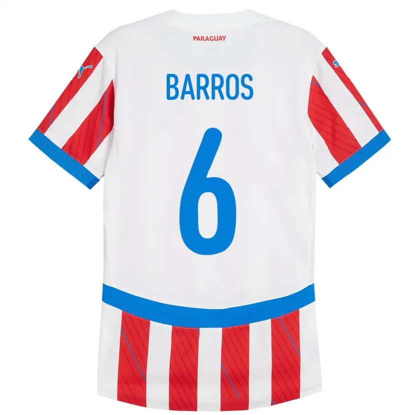 Danxen Enfant Maillot Paraguay Natalia Barros #6 Blanc Rouge Tenues Domicile 24-26 T-Shirt
