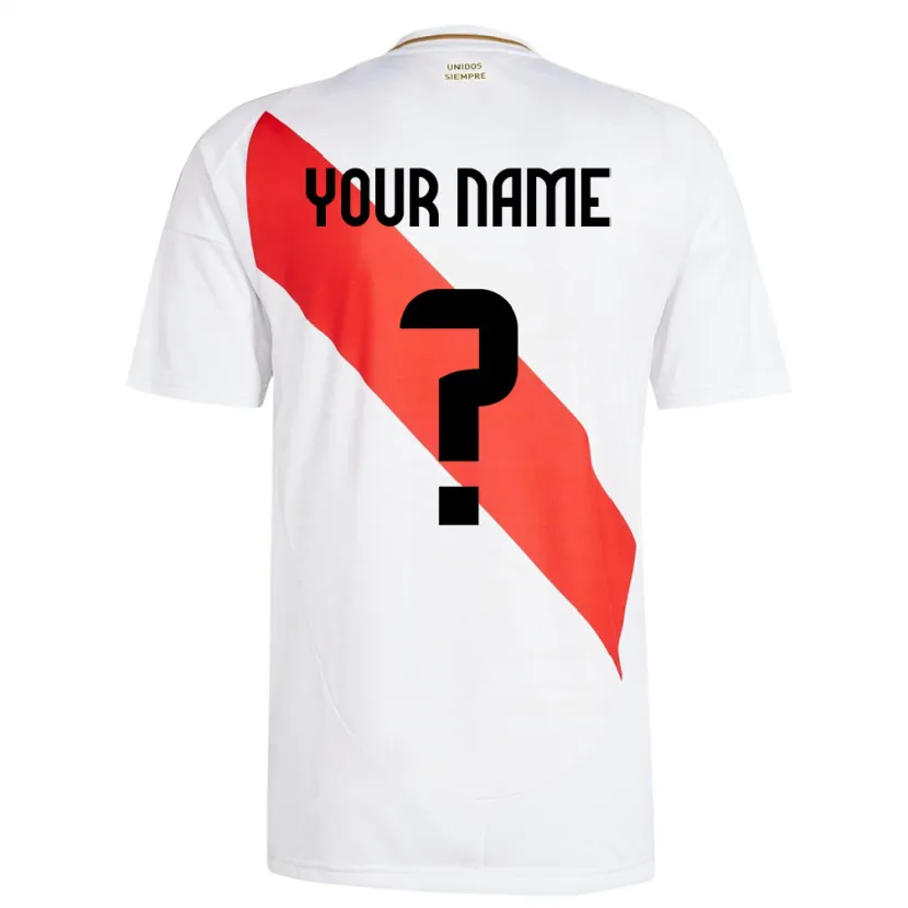 Danxen Enfant Maillot Pérou Votre Nom #0 Blanc Tenues Domicile 24-26 T-Shirt