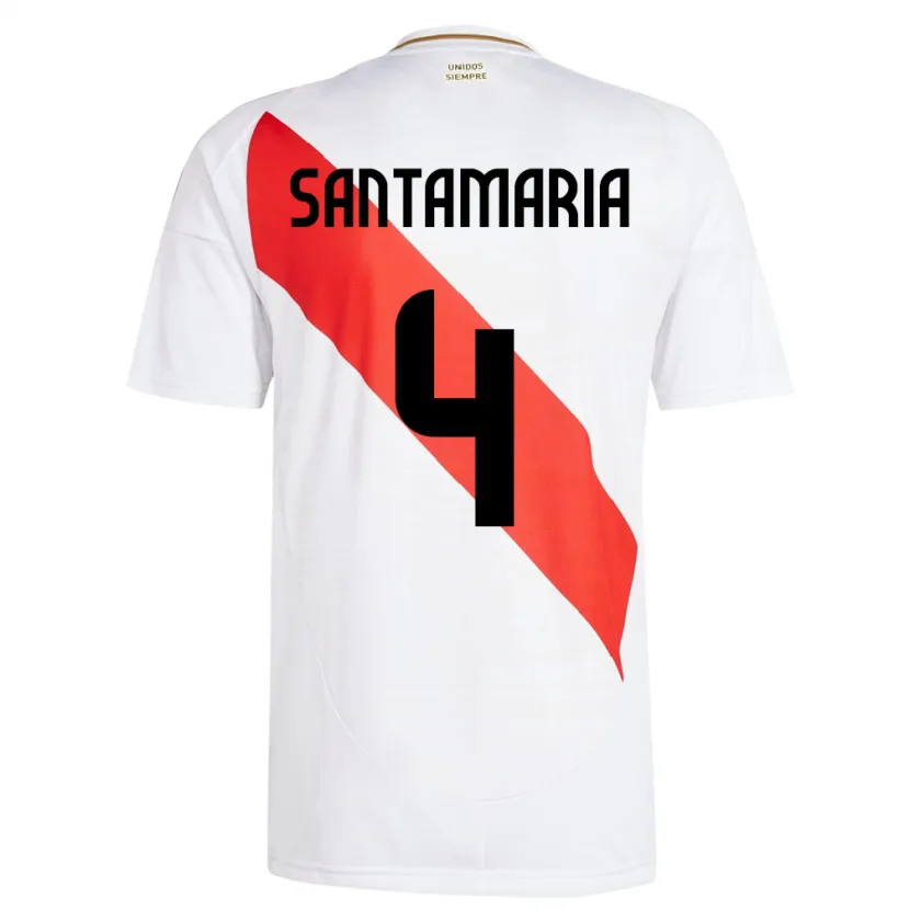 Danxen Enfant Maillot Pérou Anderson Santamaría #4 Blanc Tenues Domicile 24-26 T-Shirt