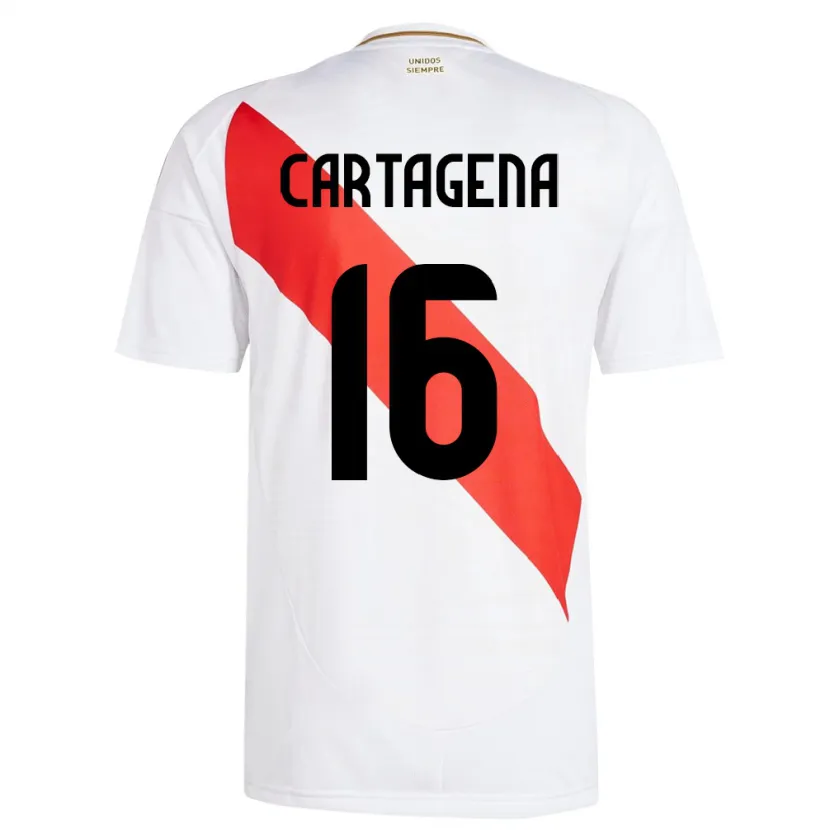 Danxen Enfant Maillot Pérou Wilder Cartagena #16 Blanc Tenues Domicile 24-26 T-Shirt