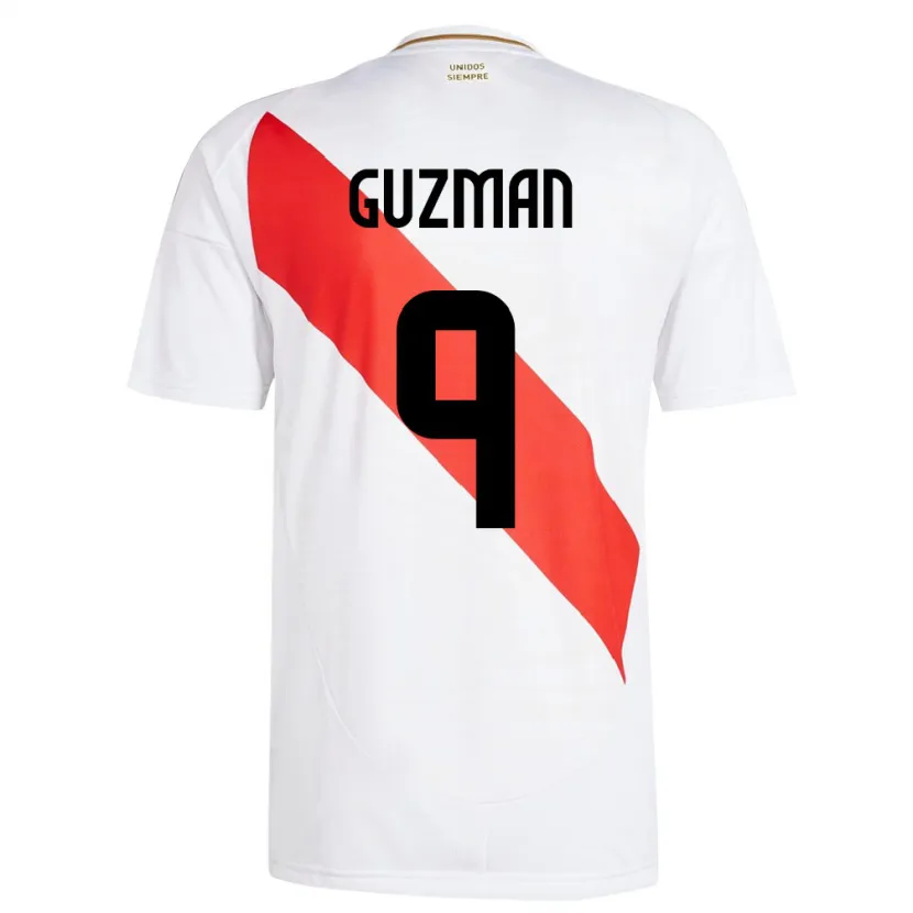 Danxen Enfant Maillot Pérou Víctor Guzmán #9 Blanc Tenues Domicile 24-26 T-Shirt