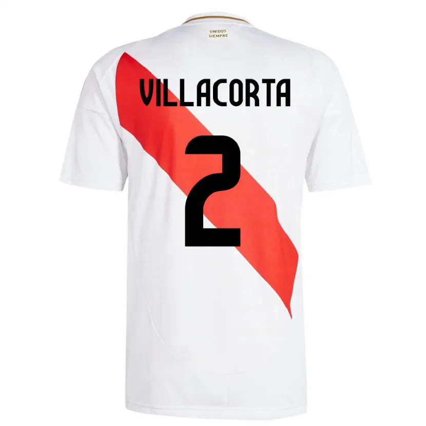 Danxen Enfant Maillot Pérou Anderson Villacorta #2 Blanc Tenues Domicile 24-26 T-Shirt