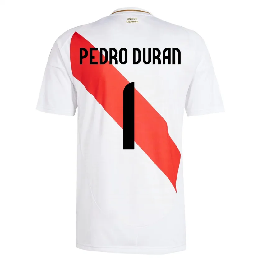 Danxen Enfant Maillot Pérou Juan Pedro Durán #1 Blanc Tenues Domicile 24-26 T-Shirt