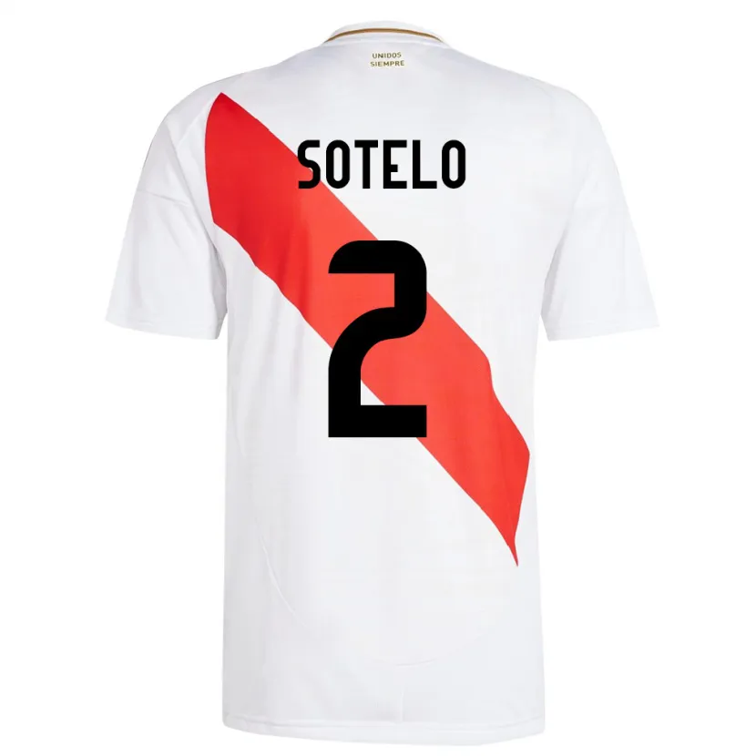 Danxen Enfant Maillot Pérou Ghian Sotelo #2 Blanc Tenues Domicile 24-26 T-Shirt
