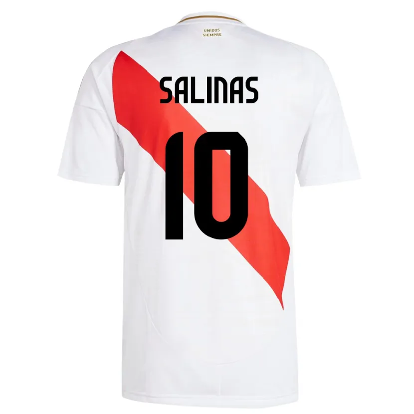 Danxen Enfant Maillot Pérou Thiago Salinas #10 Blanc Tenues Domicile 24-26 T-Shirt