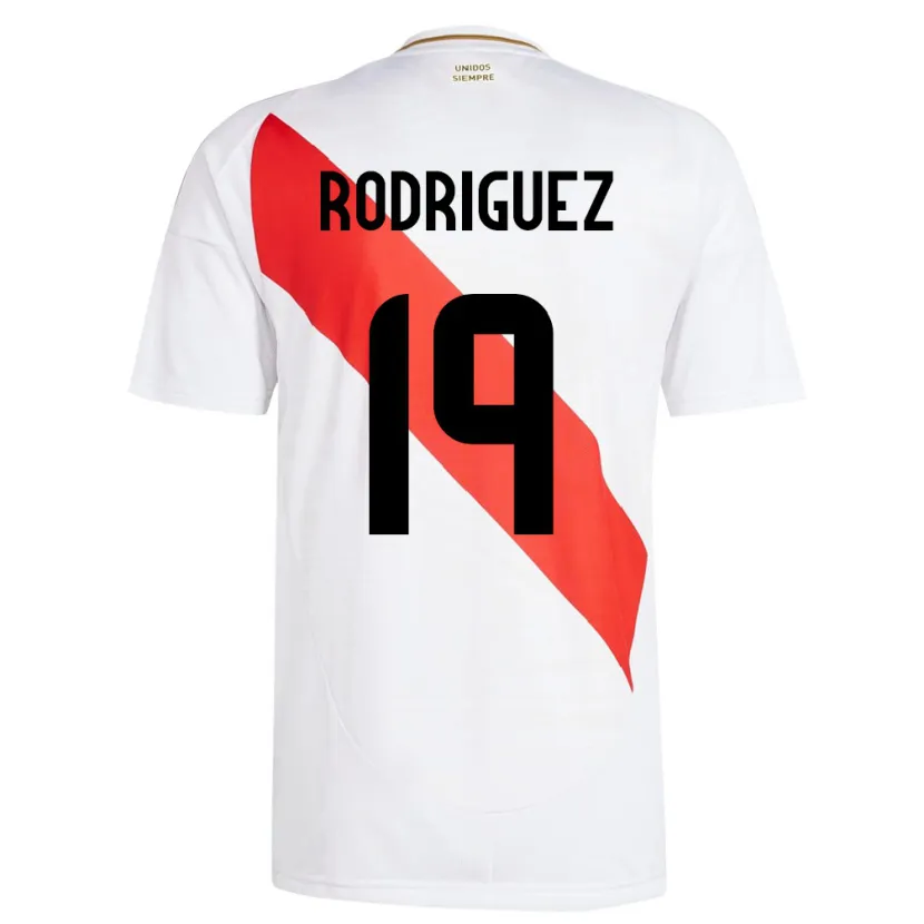 Danxen Enfant Maillot Pérou Mateo Rodríguez #19 Blanc Tenues Domicile 24-26 T-Shirt