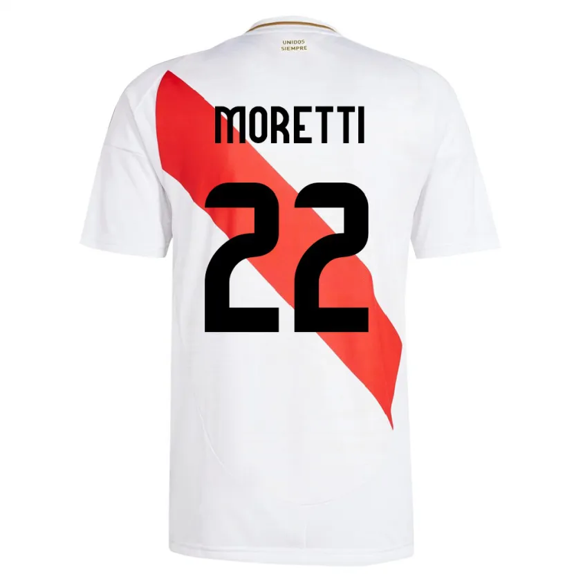 Danxen Enfant Maillot Pérou Jair Moretti #22 Blanc Tenues Domicile 24-26 T-Shirt