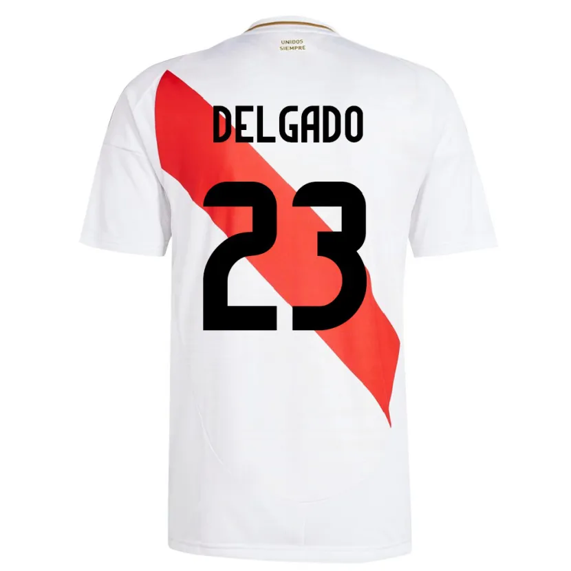 Danxen Enfant Maillot Pérou Valentino Delgado #23 Blanc Tenues Domicile 24-26 T-Shirt