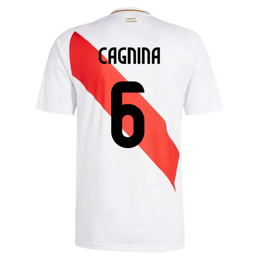 Danxen Enfant Maillot Pérou Claudia Cagnina #6 Blanc Tenues Domicile 24-26 T-Shirt