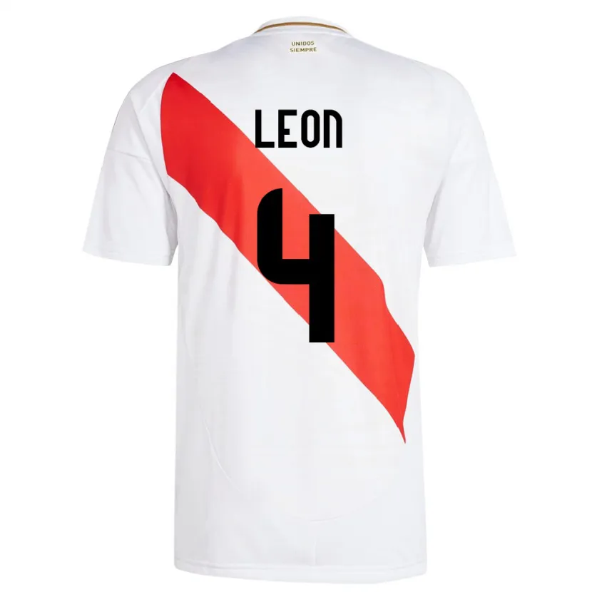 Danxen Enfant Maillot Pérou Mía León #4 Blanc Tenues Domicile 24-26 T-Shirt