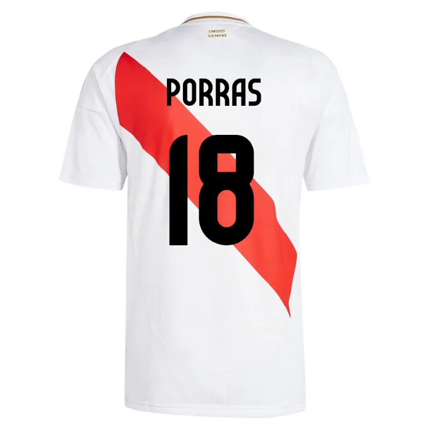 Danxen Enfant Maillot Pérou Sashenka Porras #18 Blanc Tenues Domicile 24-26 T-Shirt