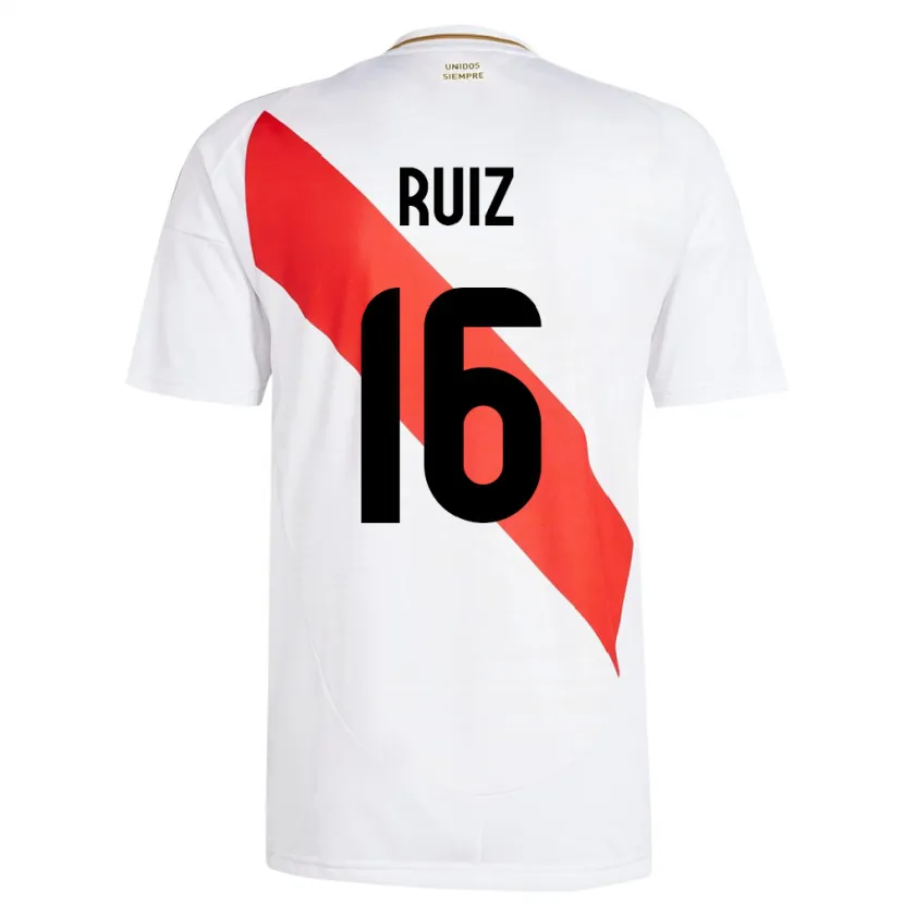 Danxen Enfant Maillot Pérou Birka Ruiz #16 Blanc Tenues Domicile 24-26 T-Shirt
