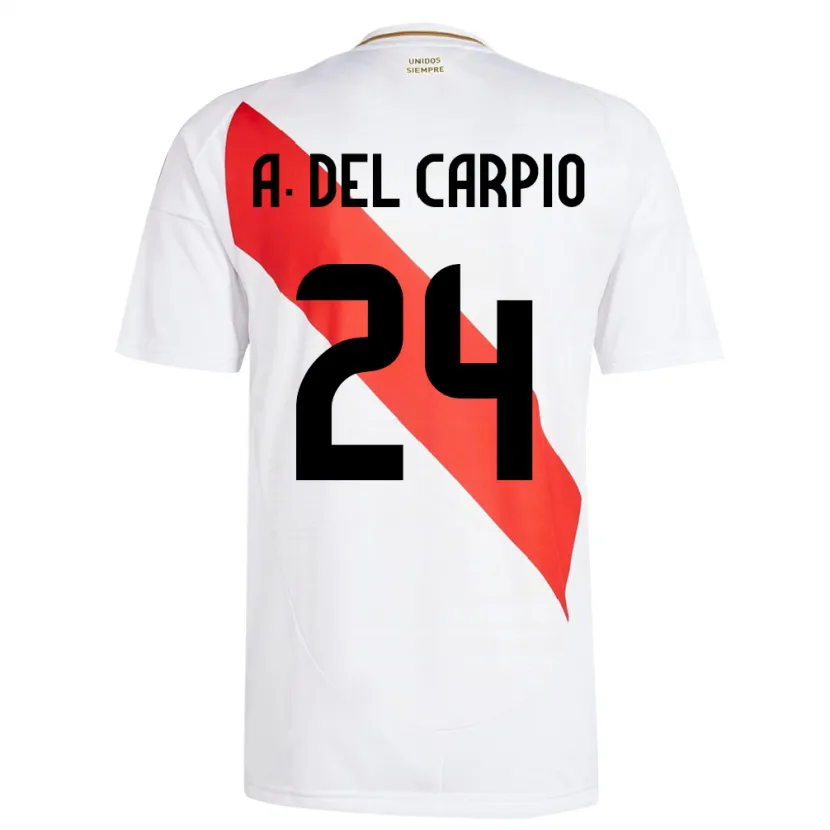 Danxen Enfant Maillot Pérou Annie Del Carpio #24 Blanc Tenues Domicile 24-26 T-Shirt