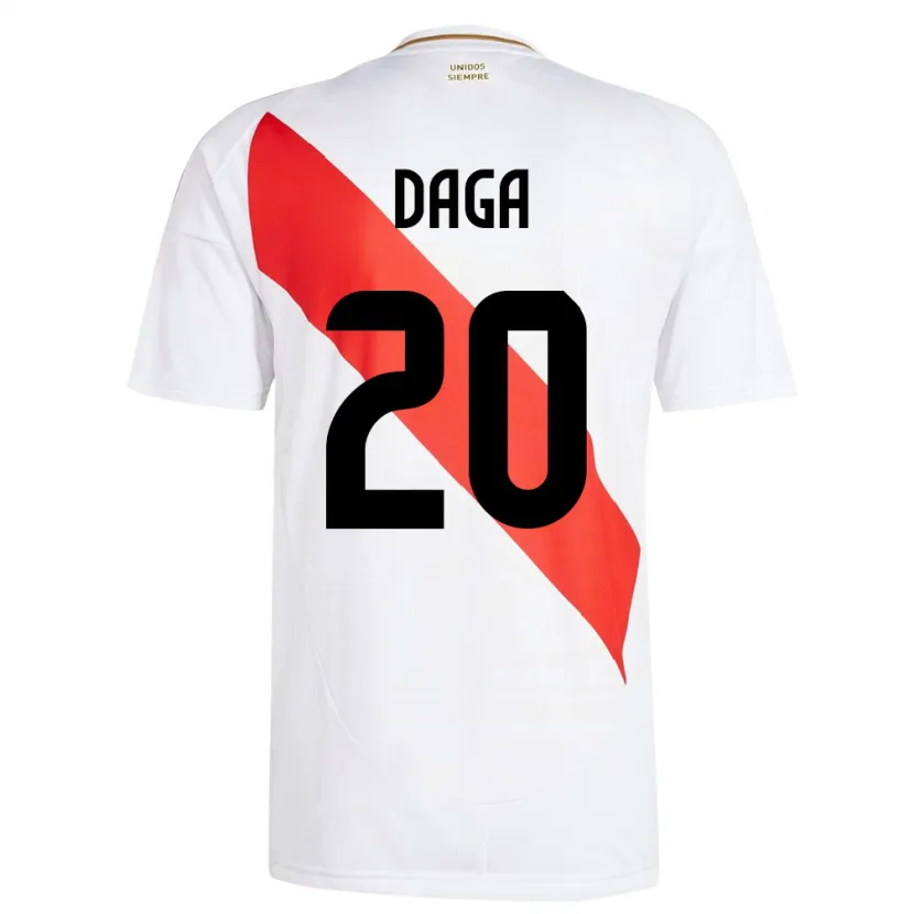 Danxen Enfant Maillot Pérou Azucena Daga #20 Blanc Tenues Domicile 24-26 T-Shirt