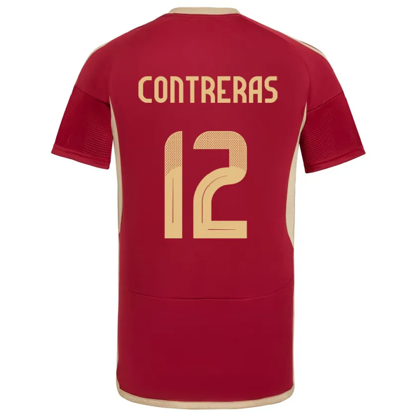 Danxen Enfant Maillot Venezuela José Contreras #12 Bourgogne Tenues Domicile 24-26 T-Shirt