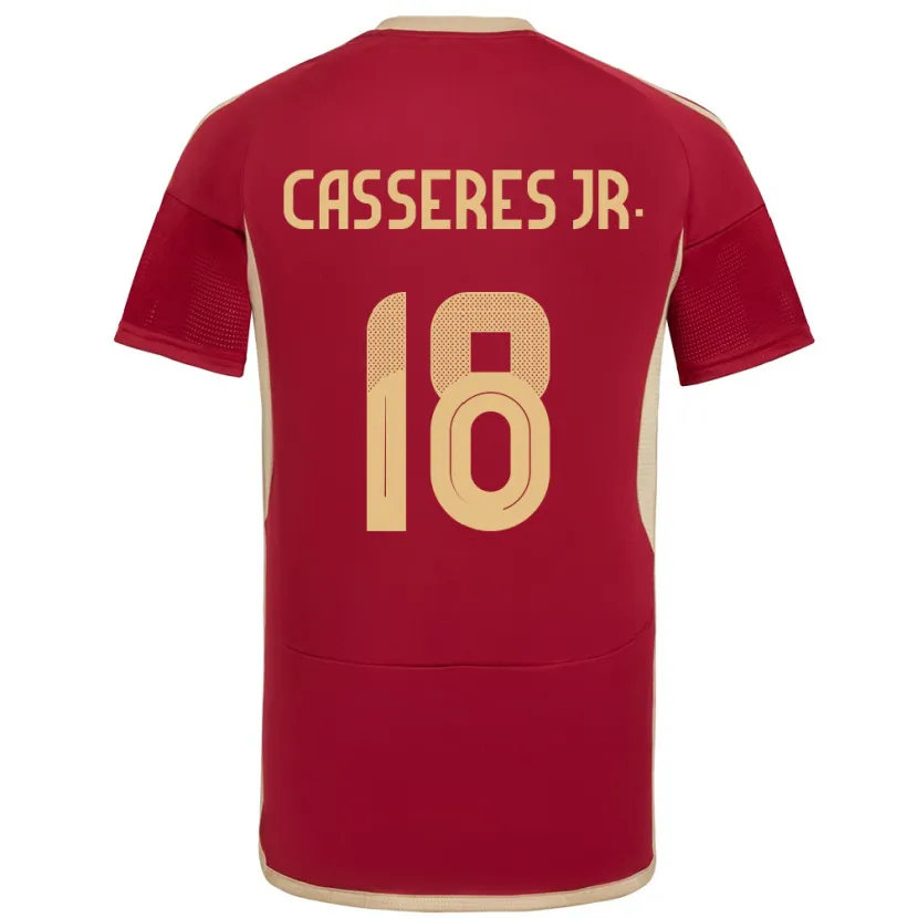 Danxen Enfant Maillot Venezuela Cristian Cásseres Jr. #18 Bourgogne Tenues Domicile 24-26 T-Shirt