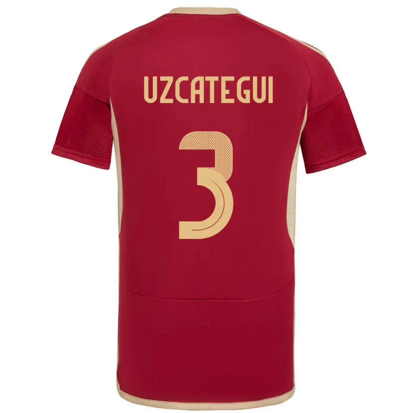 Danxen Enfant Maillot Venezuela Rafael Uzcátegui #3 Bourgogne Tenues Domicile 24-26 T-Shirt
