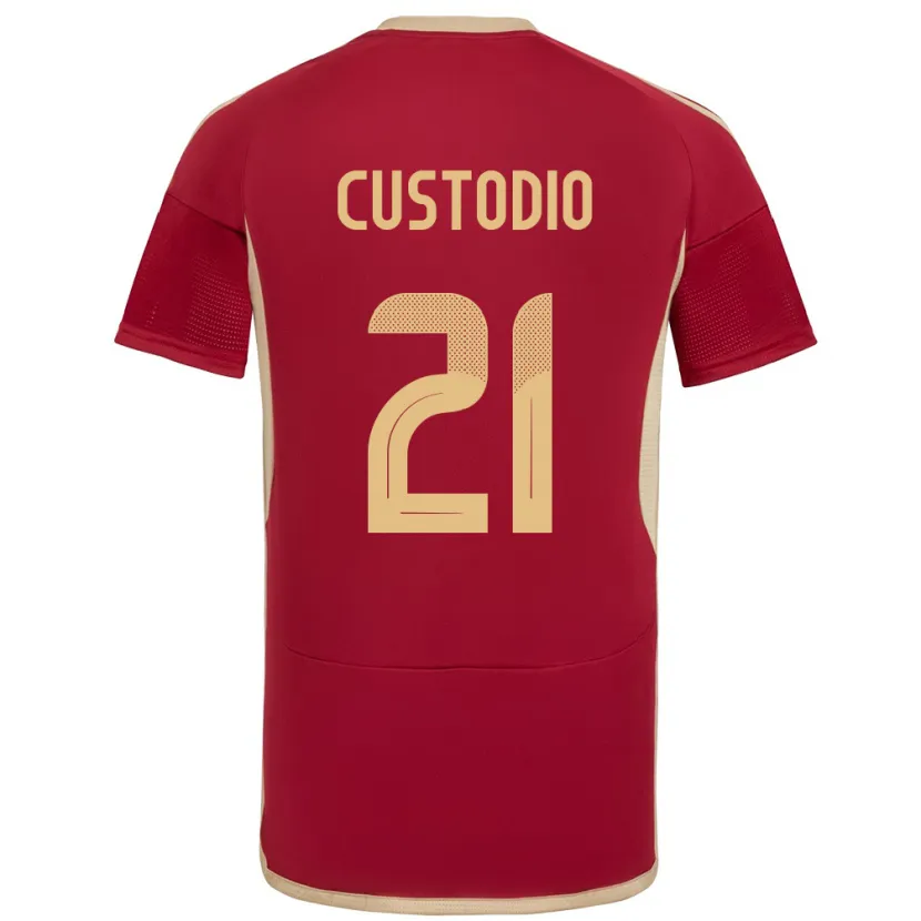 Danxen Enfant Maillot Venezuela Alex Custodio #21 Bourgogne Tenues Domicile 24-26 T-Shirt