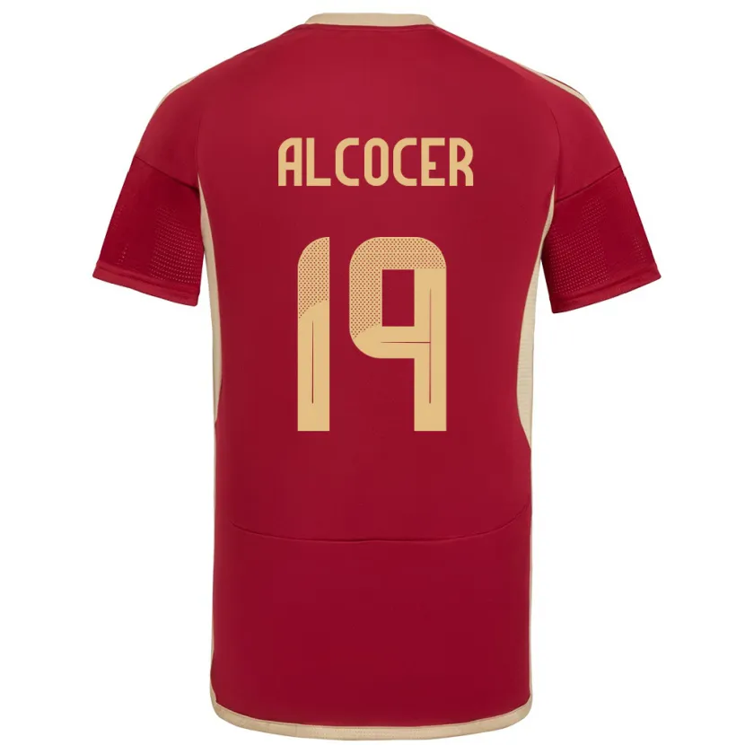 Danxen Enfant Maillot Venezuela Brayan Alcocer #19 Bourgogne Tenues Domicile 24-26 T-Shirt