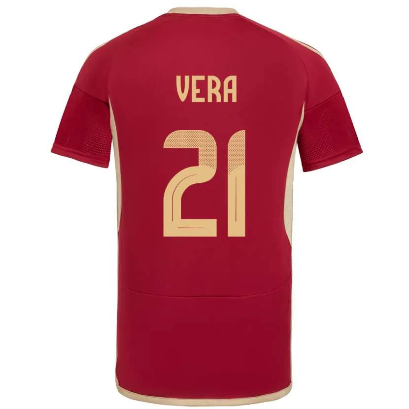 Danxen Enfant Maillot Venezuela Andry Vera #21 Bourgogne Tenues Domicile 24-26 T-Shirt