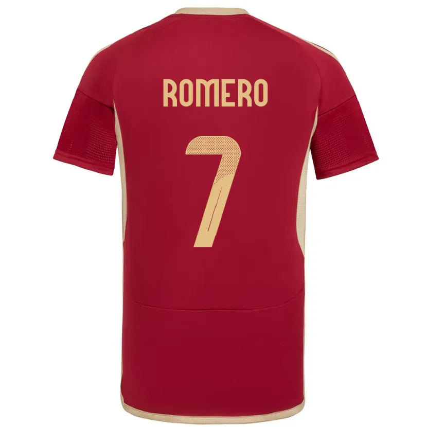 Danxen Enfant Maillot Venezuela Leenhan Romero #7 Bourgogne Tenues Domicile 24-26 T-Shirt