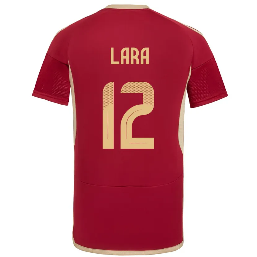 Danxen Enfant Maillot Venezuela Jesús Lara #12 Bourgogne Tenues Domicile 24-26 T-Shirt
