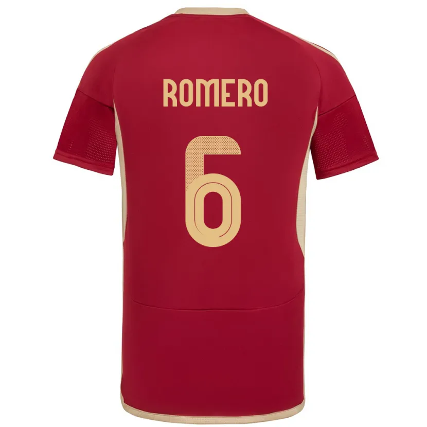 Danxen Enfant Maillot Venezuela Michelle Romero #6 Bourgogne Tenues Domicile 24-26 T-Shirt