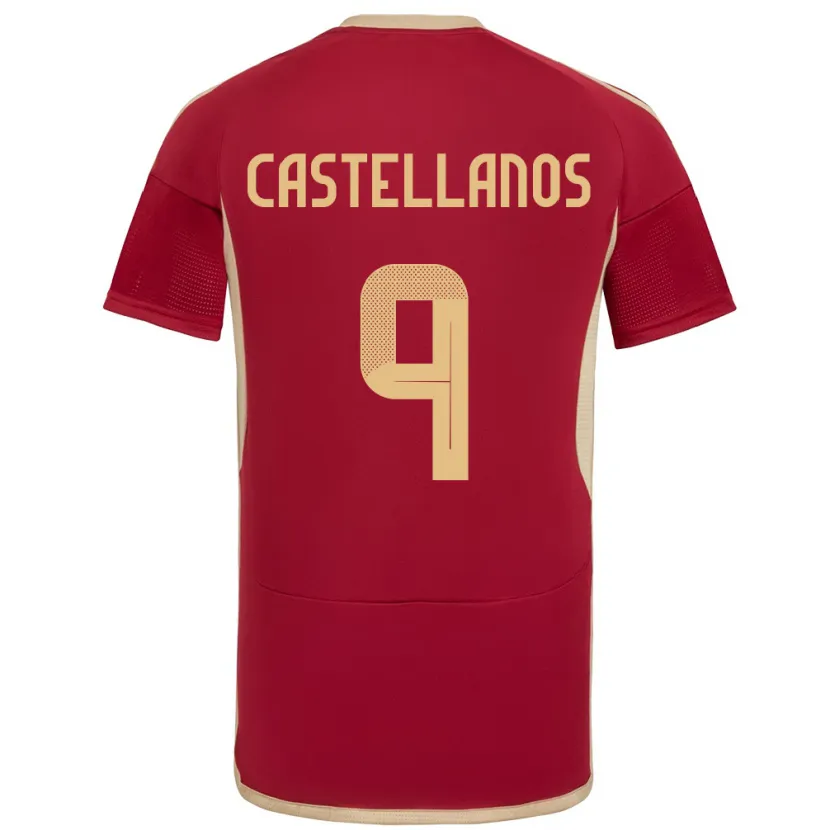 Danxen Enfant Maillot Venezuela Deyna Castellanos #9 Bourgogne Tenues Domicile 24-26 T-Shirt