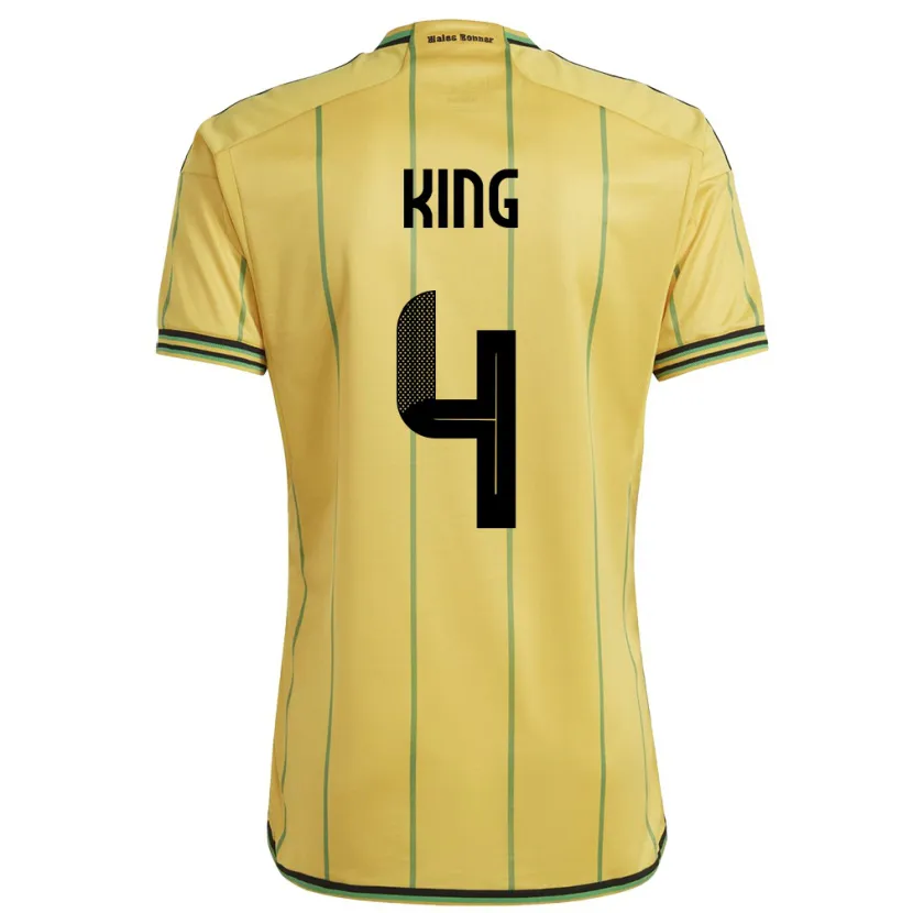 Danxen Enfant Maillot Jamaïque Richard King #4 Jaune Tenues Domicile 24-26 T-Shirt