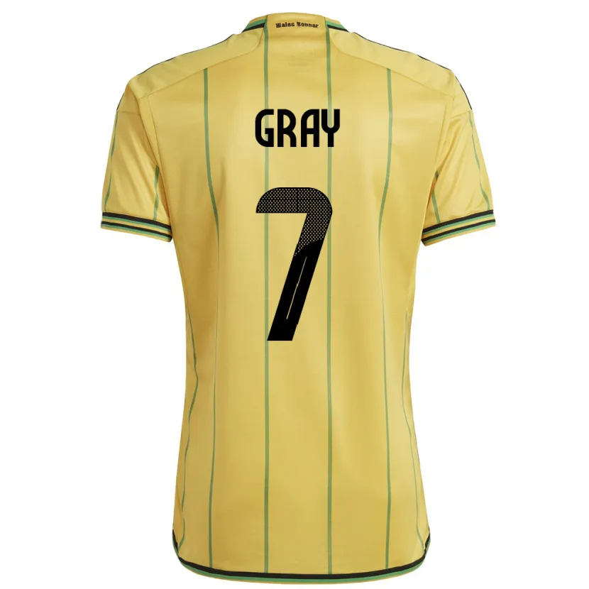 Danxen Enfant Maillot Jamaïque Demarai Gray #7 Jaune Tenues Domicile 24-26 T-Shirt