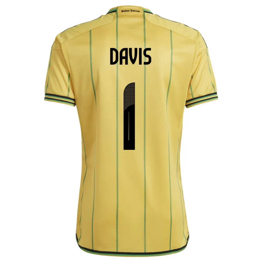 Danxen Enfant Maillot Jamaïque Shaquan Davis #1 Jaune Tenues Domicile 24-26 T-Shirt