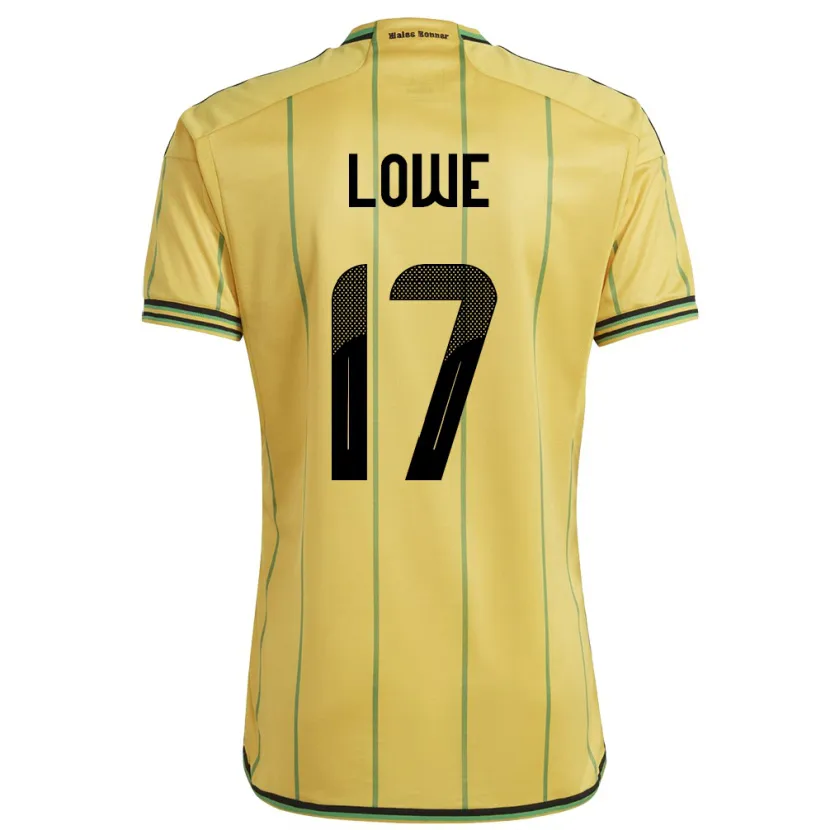 Danxen Enfant Maillot Jamaïque Damion Lowe #17 Jaune Tenues Domicile 24-26 T-Shirt