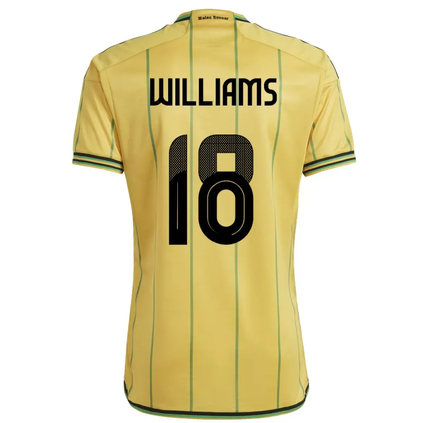 Danxen Enfant Maillot Jamaïque Romario Williams #18 Jaune Tenues Domicile 24-26 T-Shirt