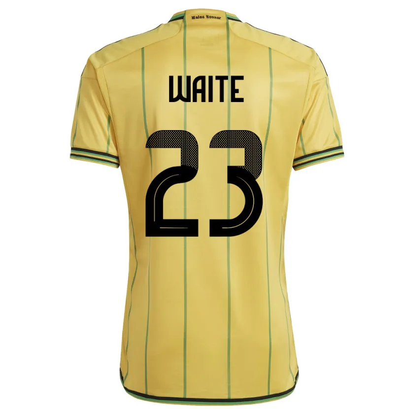 Danxen Enfant Maillot Jamaïque Jahmali Waite #23 Jaune Tenues Domicile 24-26 T-Shirt