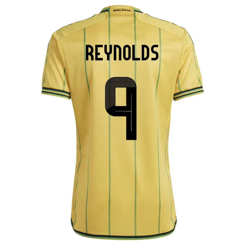 Danxen Enfant Maillot Jamaïque Fabian Reynolds #9 Jaune Tenues Domicile 24-26 T-Shirt