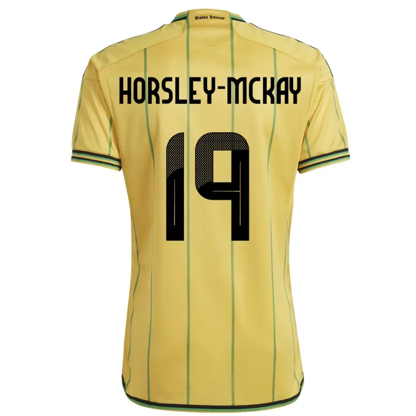 Danxen Enfant Maillot Jamaïque Kyron Horsley-Mckay #19 Jaune Tenues Domicile 24-26 T-Shirt