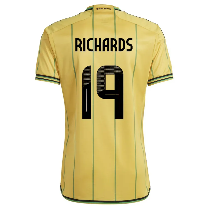 Danxen Enfant Maillot Jamaïque Davia Richards #19 Jaune Tenues Domicile 24-26 T-Shirt