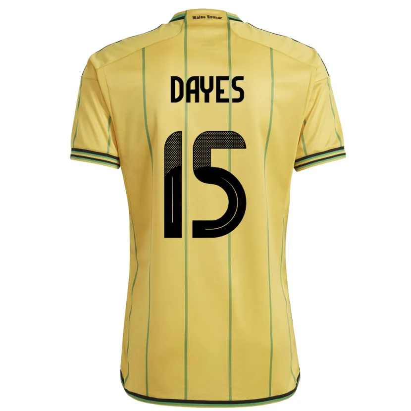 Danxen Enfant Maillot Jamaïque Mikayla Dayes #15 Jaune Tenues Domicile 24-26 T-Shirt