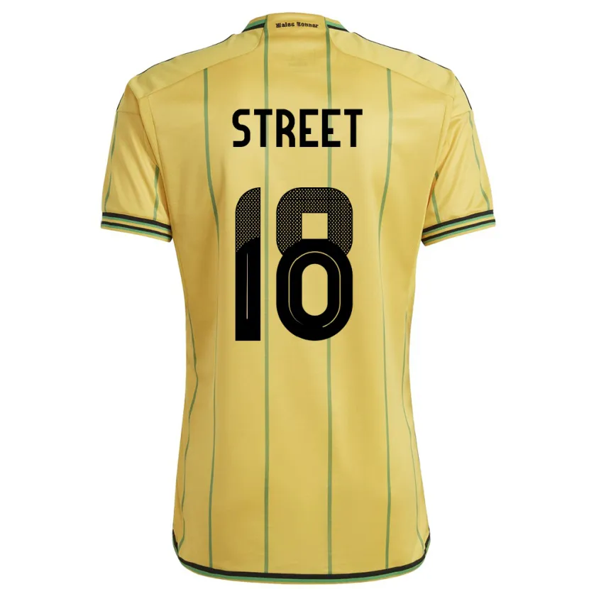 Danxen Enfant Maillot Jamaïque Sydnie Street #18 Jaune Tenues Domicile 24-26 T-Shirt