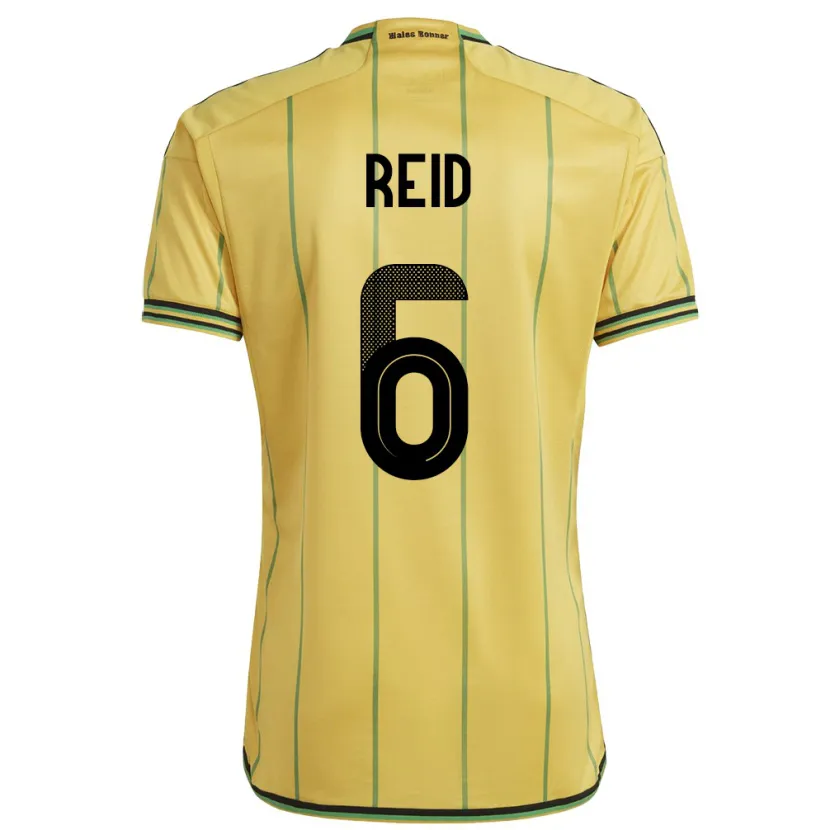 Danxen Enfant Maillot Jamaïque Lauren Reid #6 Jaune Tenues Domicile 24-26 T-Shirt