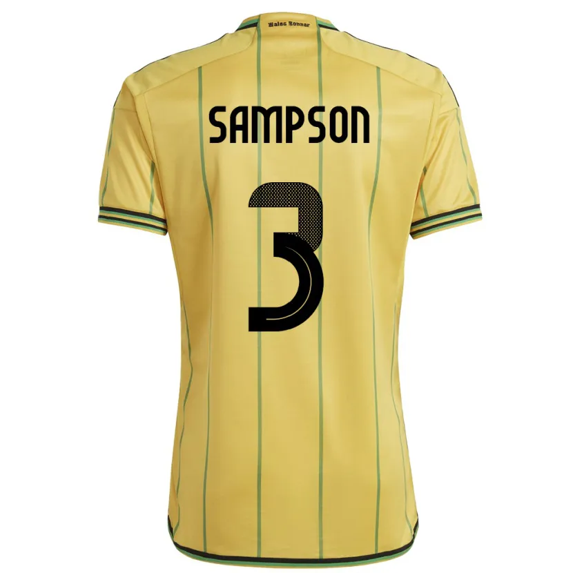 Danxen Enfant Maillot Jamaïque Vyan Sampson #3 Jaune Tenues Domicile 24-26 T-Shirt