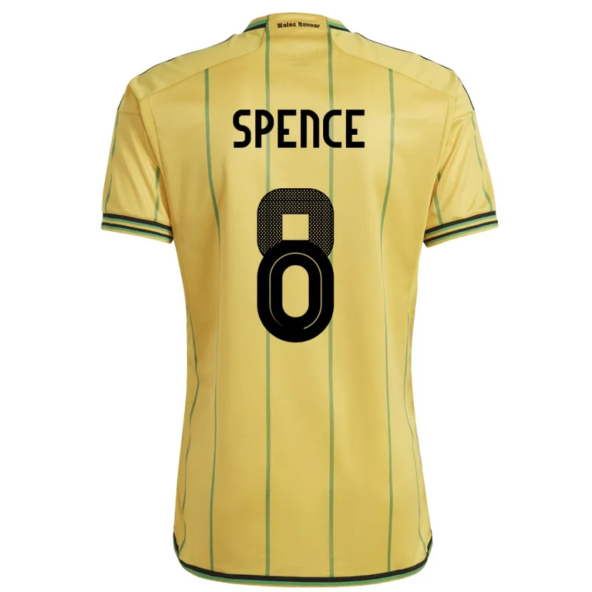 Danxen Enfant Maillot Jamaïque Drew Spence #8 Jaune Tenues Domicile 24-26 T-Shirt