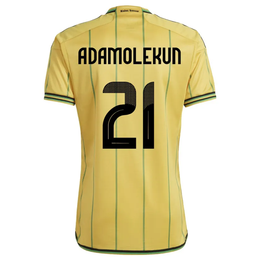 Danxen Enfant Maillot Jamaïque Olufolasade Adamolekun #21 Jaune Tenues Domicile 24-26 T-Shirt