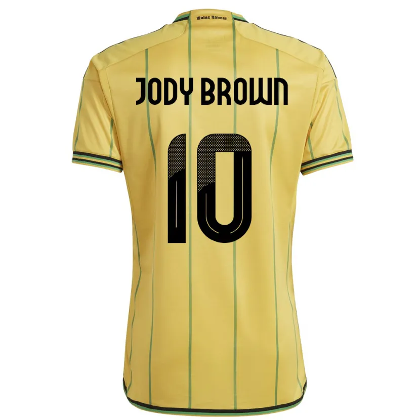 Danxen Enfant Maillot Jamaïque Jody Brown #10 Jaune Tenues Domicile 24-26 T-Shirt